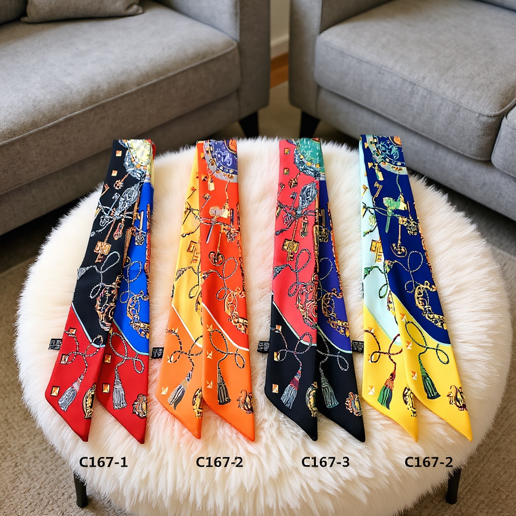 Women Fashion Necktie - 프린트 스카프 사계절 여성용 트윌 소형