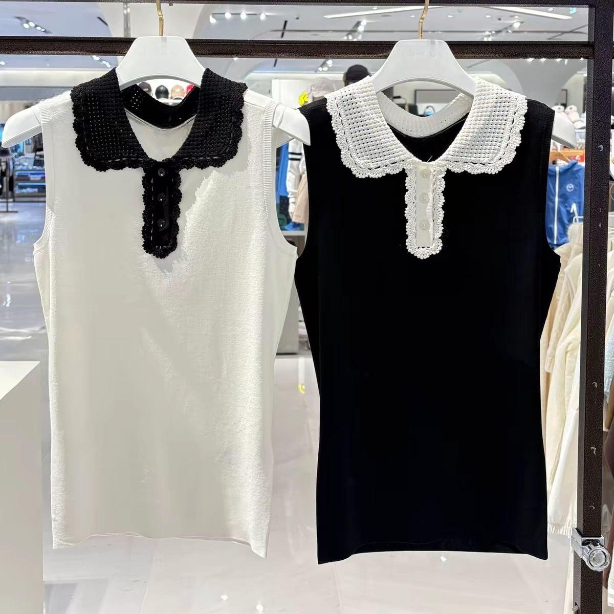 Women'S Fashion Vest Tops - 여성 라펠 니트 골프 조끼 2026