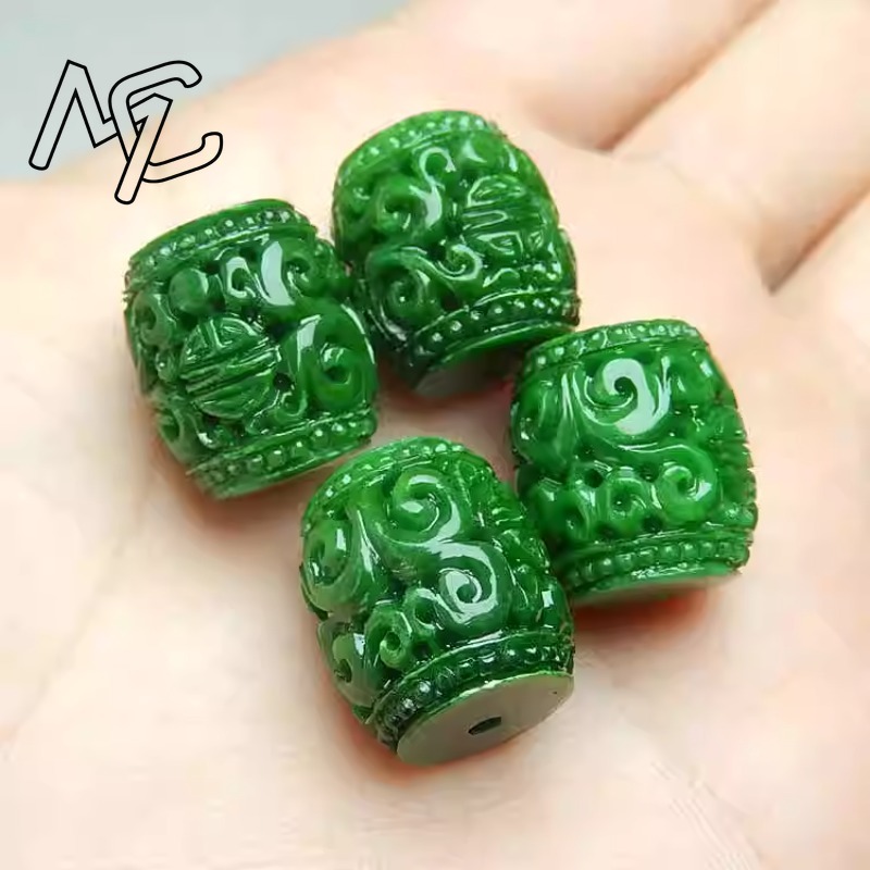 Women'S Fashion Jewellery - 5pc 자연 녹색 옥 조각 구슬