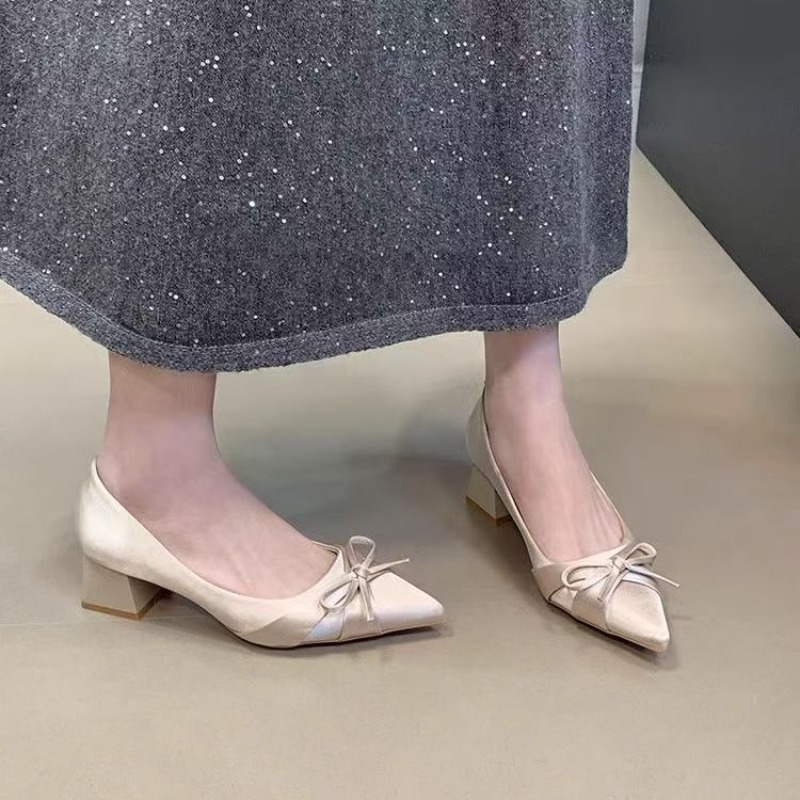 Women'S Fashion Shoes - 레트로 미드랭스 싱글 슈즈 봄 여름