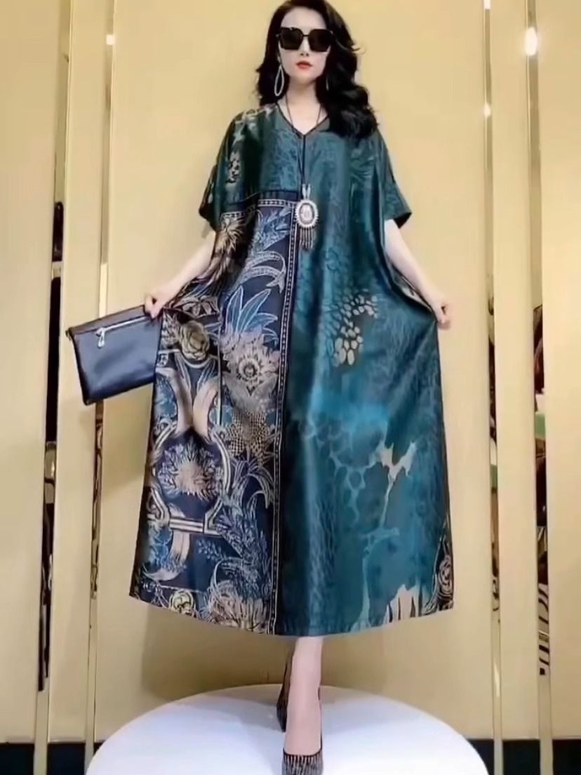 Women Fashion Dress Names - 고급스러운 대형 사이즈 여름 실크 멀베리
