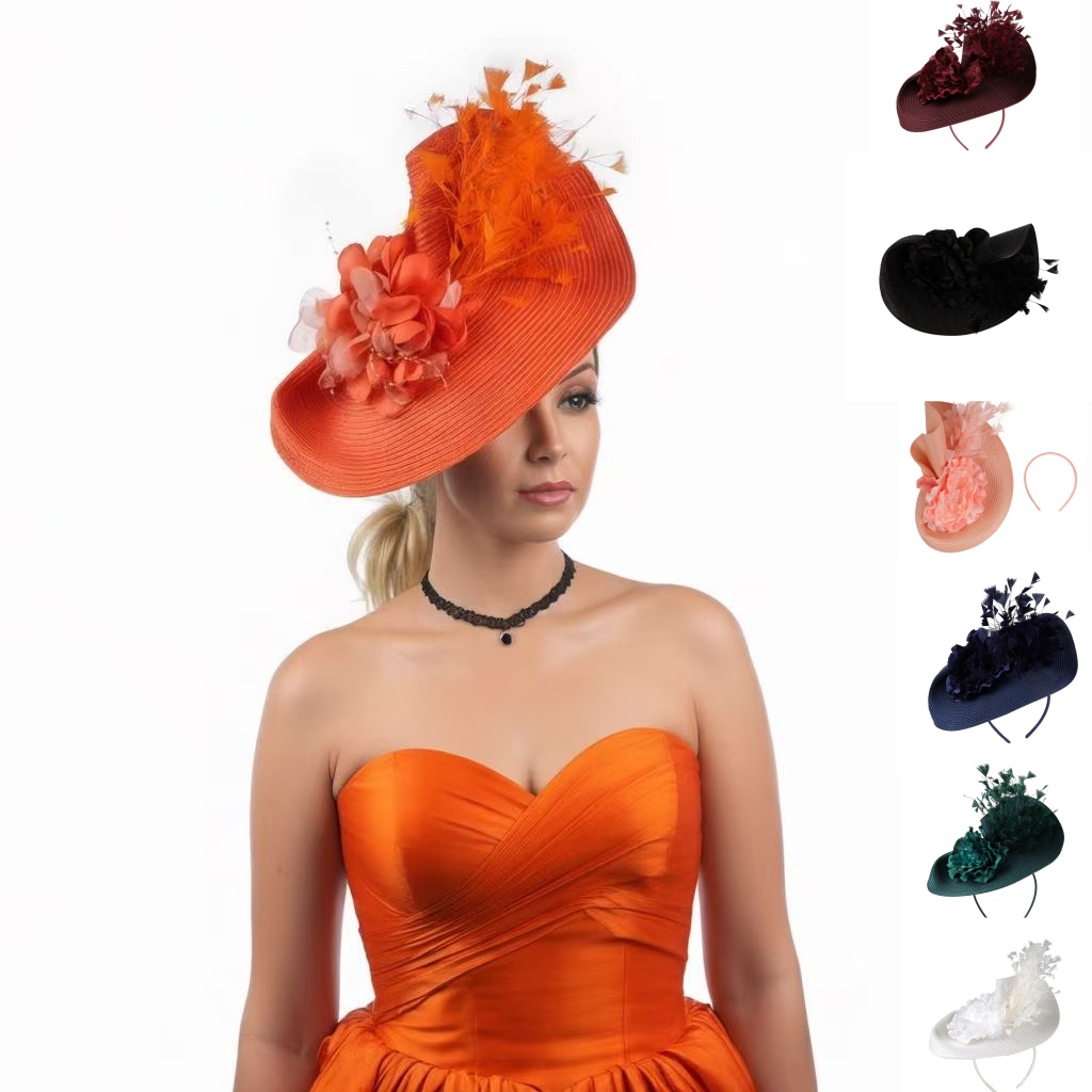Women'S Fashion Kentucky Derby - 2026 과장된 밀짚 깃털 장식 모자