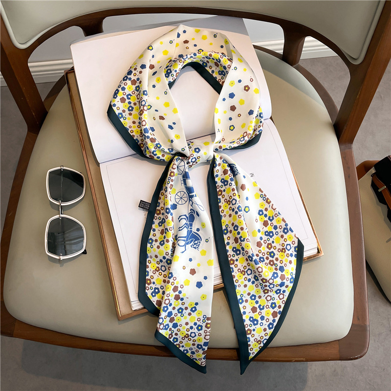 Women Fashion Necktie - 여성용 패션 프린트 롱 실크 스카프,