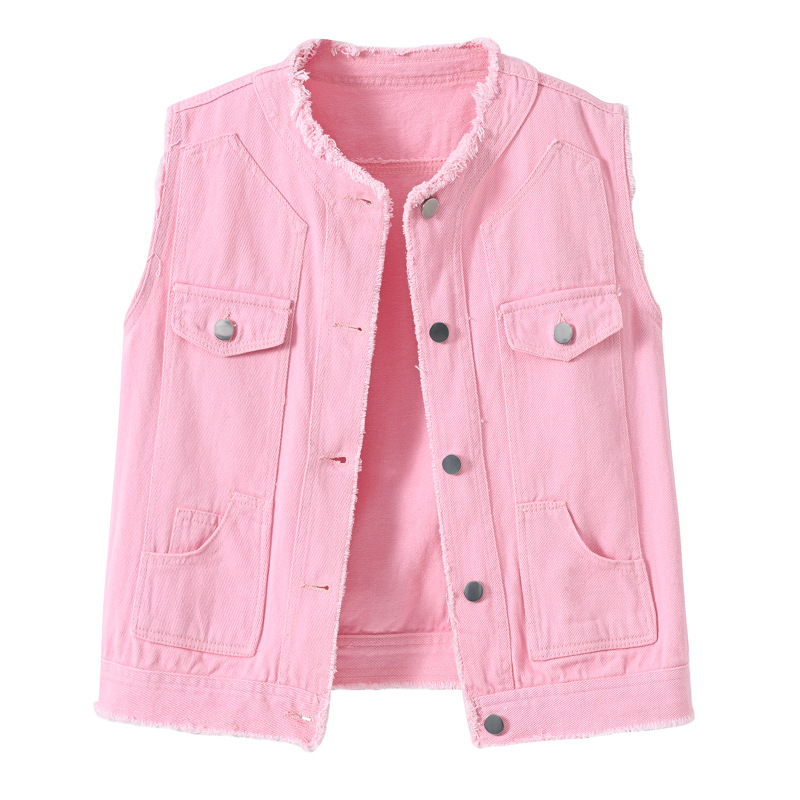 Women'S Fashion Vest Tops - 여성 슬리밍 민소매 데님 베스트 라운드넥