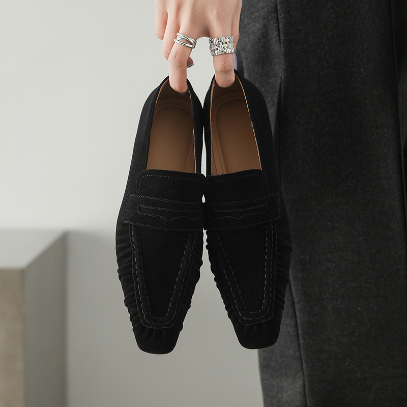 봄 정품 가죽 여성 펌프스 패션 주름 장식 스퀘어 토  - Women'S Fashion Shoes 리뷰 및 가격