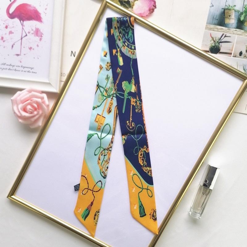 프린트 스카프 사계절 여성용 트윌 소형 실크 랩 백 핸 - Women Fashion Necktie 리뷰 및 가격
