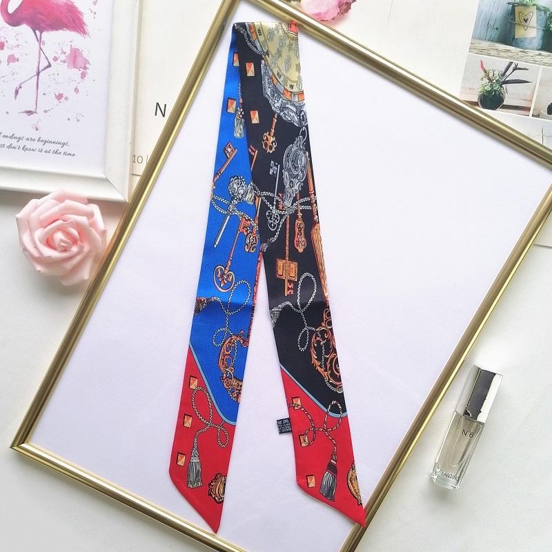 프린트 스카프 사계절 여성용 트윌 소형 실크 랩 백 핸 - Women Fashion Necktie 리뷰 및 가격
