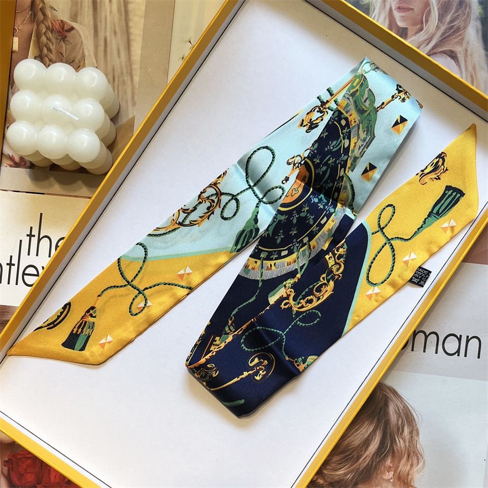 프린트 스카프 사계절 여성용 트윌 소형 실크 랩 백 핸 - Women Fashion Necktie 리뷰 및 가격