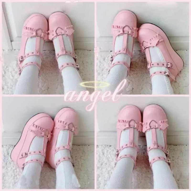 새로운 스위트 하트 버클 웨지 메리 제인 여성 핑크 티 - Women'S Fashion Shoes 리뷰 및 가격