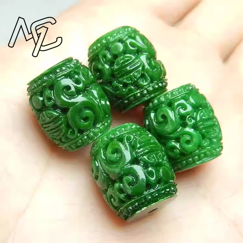 5pc 자연 녹색 옥 조각 구슬 DIY 팔찌 팔찌 매력 - Women'S Fashion Jewellery 리뷰 및 가격