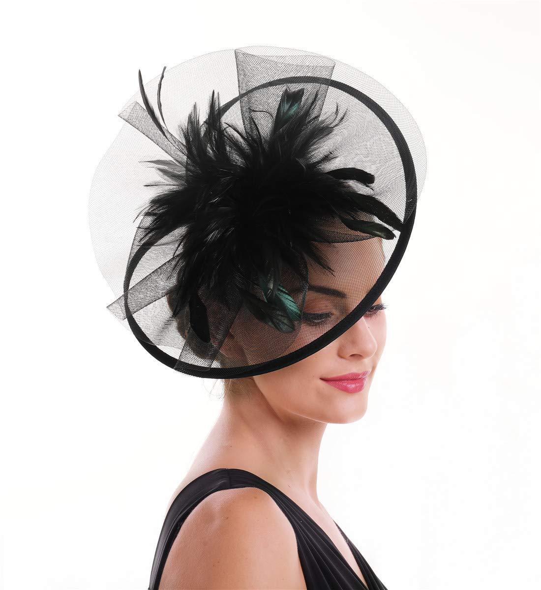 여성용 깃털 매혹적인 모자 메쉬 헤드피스 메쉬 탑 플라 - Women'S Fashion Kentucky Derby 리뷰 및 가격