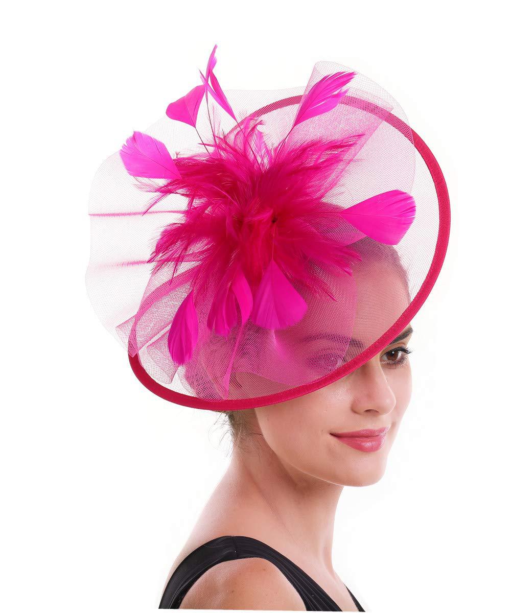 여성용 깃털 매혹적인 모자 메쉬 헤드피스 메쉬 탑 플라 - Women'S Fashion Kentucky Derby 리뷰 및 가격