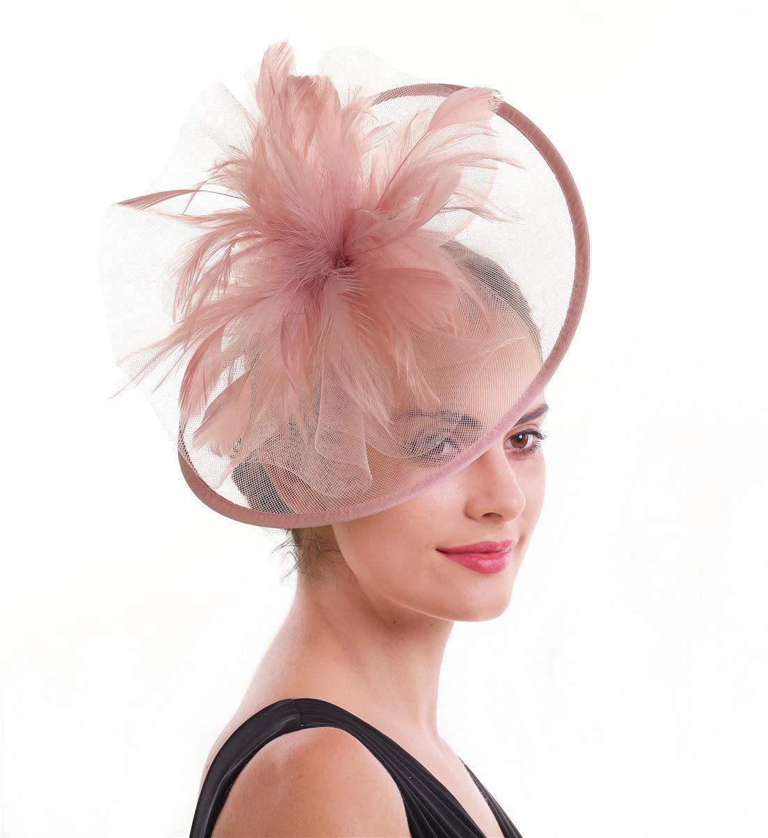 여성용 깃털 매혹적인 모자 메쉬 헤드피스 메쉬 탑 플라 - Women'S Fashion Kentucky Derby 리뷰 및 가격