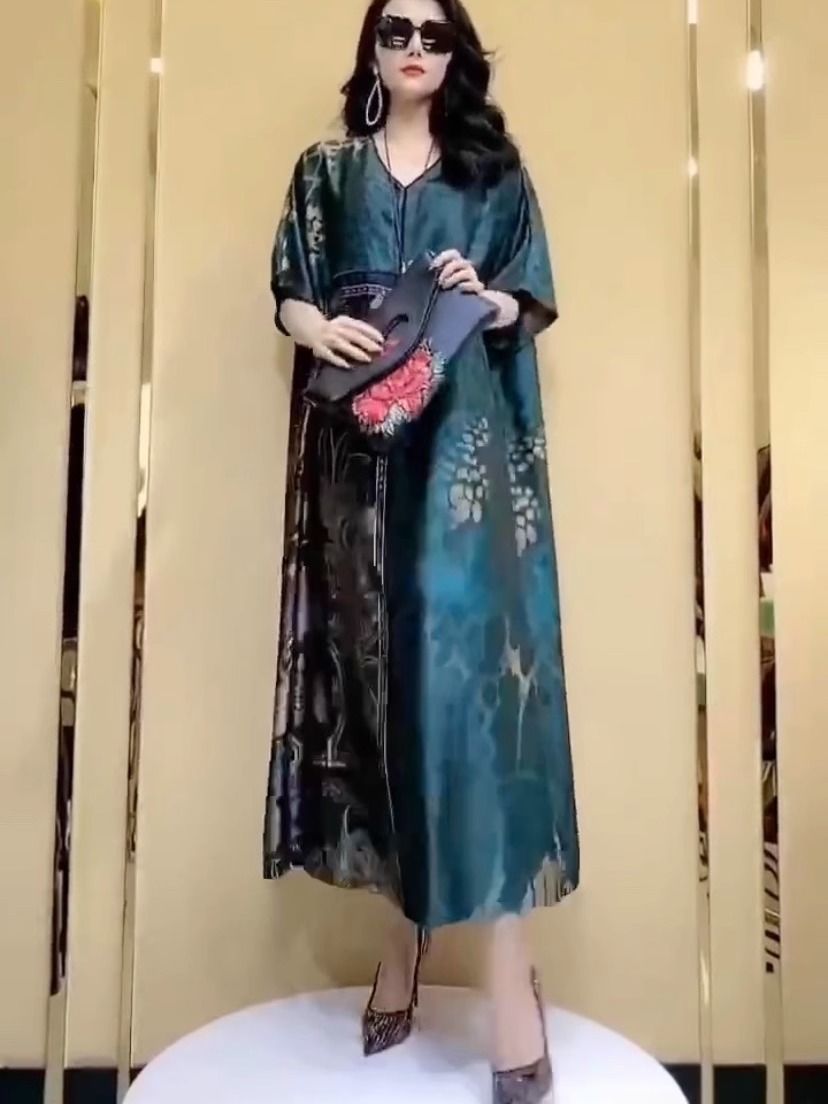 고급스러운 대형 사이즈 여름 실크 멀베리 실크 드레스, - Women Fashion Dress Names 리뷰 및 가격