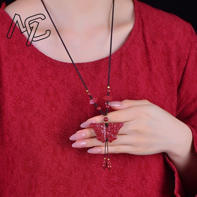 패션 레드 시나바 옥 나비 펜던트 목걸이 보석 중국 힐 - Women'S Fashion Jewellery 리뷰 및 가격