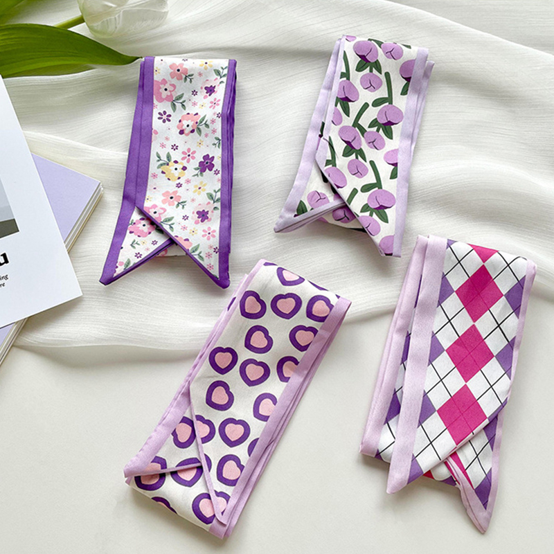 새로운 고급 슬림 숏 여성용 실크 스카프 헤어 스트랩  - Women Fashion Necktie 리뷰 및 가격