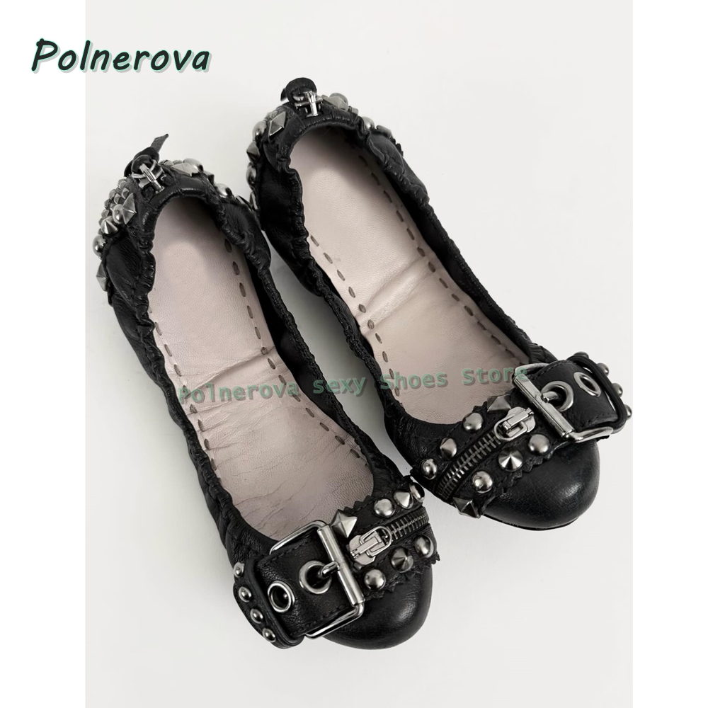 리벳 벨트 버클 메리 제인 슈즈 포인티드 토 플랫 얕은 - Women'S Fashion Shoes 리뷰 및 가격
