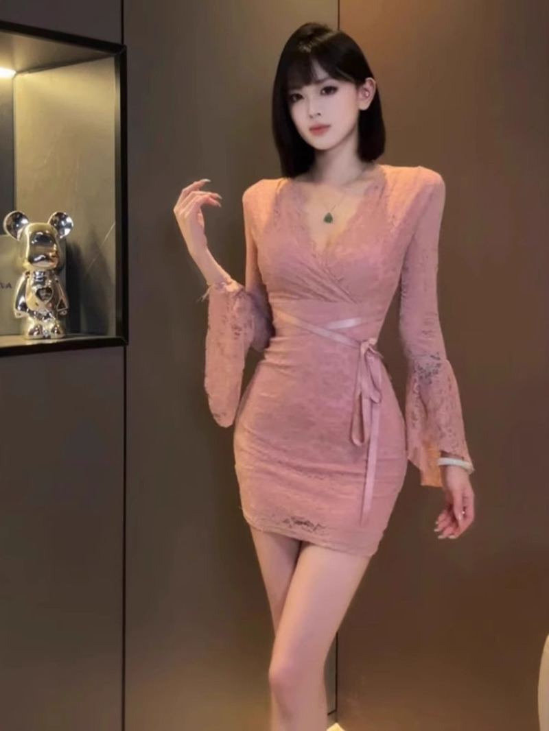 섹시한 레이스 벨 슬리브 드레스 여성 연필 스커트 슬리 - Women Fashion Dress Names 리뷰 및 가격