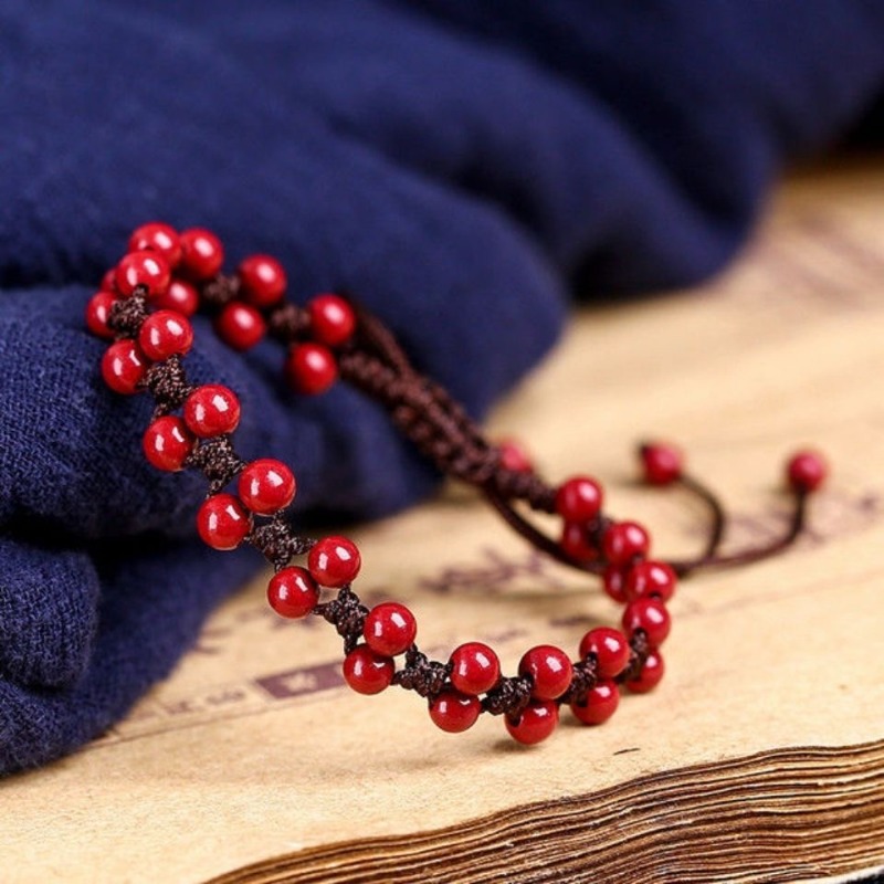 사용자 정의 자연 붉은 진사 6mm 비즈 팔찌 옥 라운 - Women'S Fashion Jewellery 리뷰 및 가격