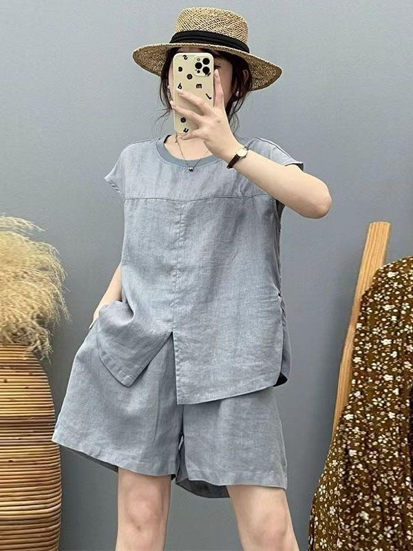 고급 면 린넨 세트 여성 여름 루즈핏 캐주얼 얇은 통기 - Women Fashion Over The Years 리뷰 및 가격