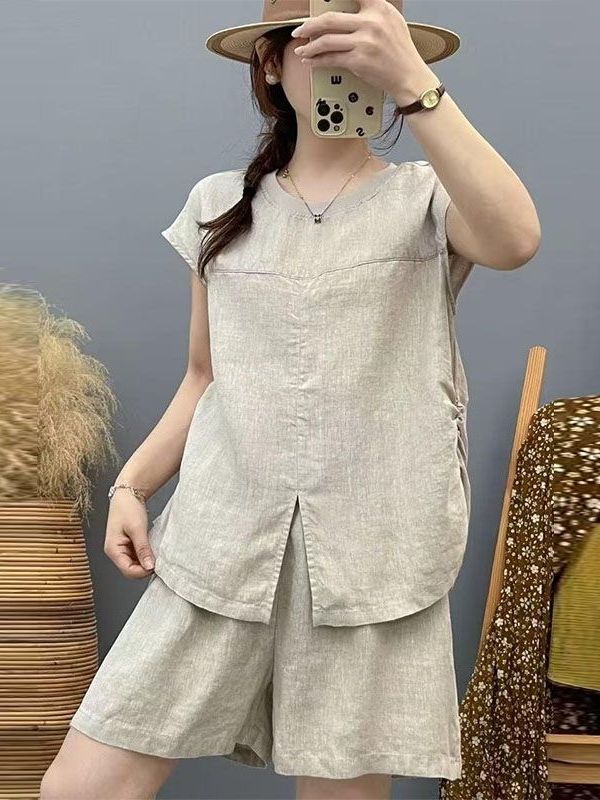 고급 면 린넨 세트 여성 여름 루즈핏 캐주얼 얇은 통기 - Women Fashion Over The Years 리뷰 및 가격