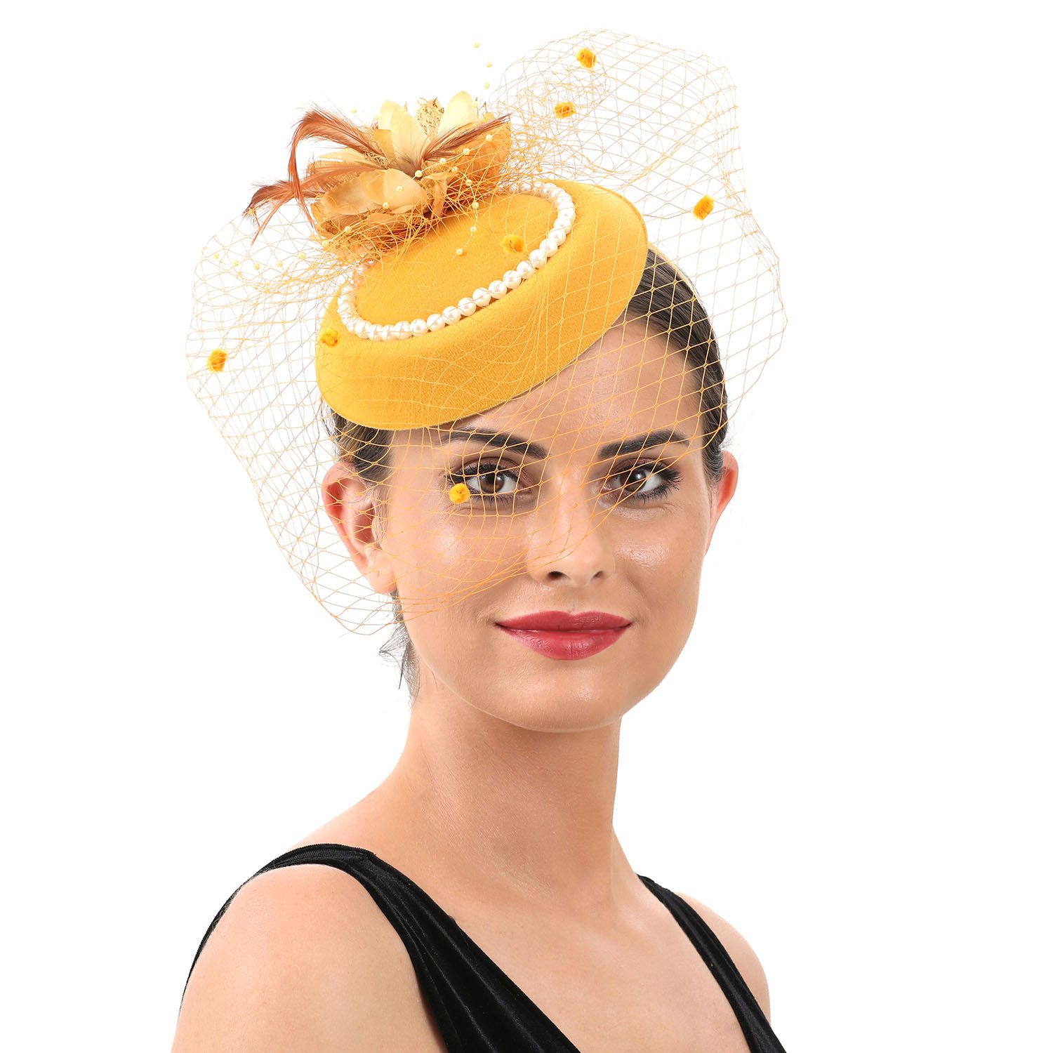 여성용 깃털 장식 모자, 베일과 진주가 달린 스튜어디스 - Women'S Fashion Kentucky Derby 리뷰 및 가격