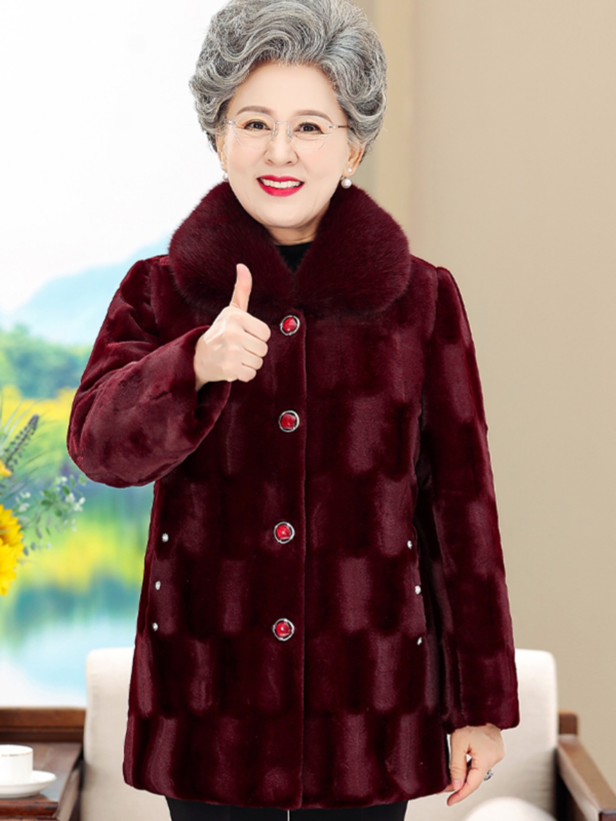 노인 여성용 두꺼운 중간 길이 밍크 벨벳 코트, 겨울  - Women Fashion Over The Years 리뷰 및 가격